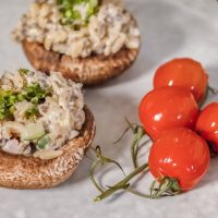 Gevulde portobello met truffelrisotto